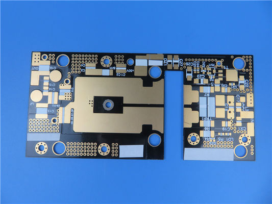 Double Sided RF PCB Built on 30mil RF-60TC with Black Solder Mask Coating Immersion Gold for High Power Amplifiers.