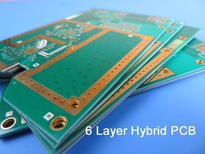 Rogers RO4350B 6-layer rigid PCB Hydrocarbon Ceramic woven glass + High Tg 170°C FR-4 Immersion Gold