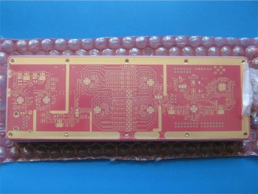 Hybrid 10-Layer PCB Rogers RO4350 6.6mil+FR4 Hybrid PCB With Red Solder Mask and Immersion Gold